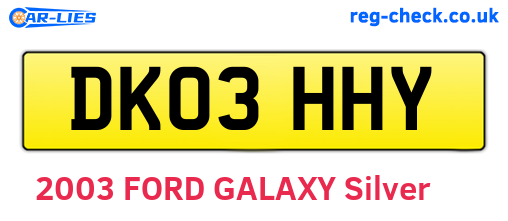 DK03HHY are the vehicle registration plates.