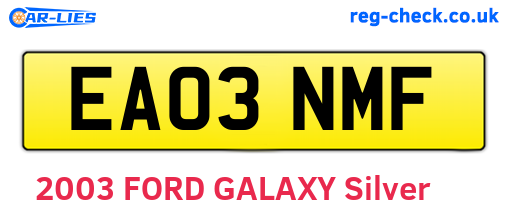 EA03NMF are the vehicle registration plates.