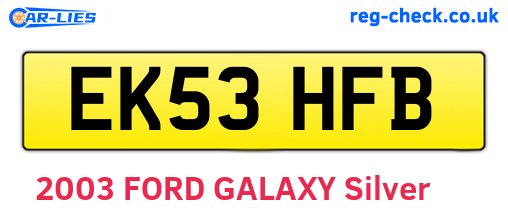 EK53HFB are the vehicle registration plates.