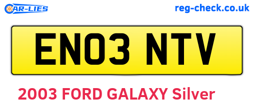 EN03NTV are the vehicle registration plates.
