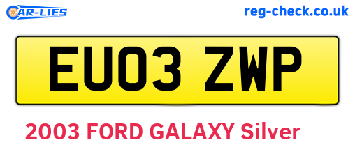 EU03ZWP are the vehicle registration plates.