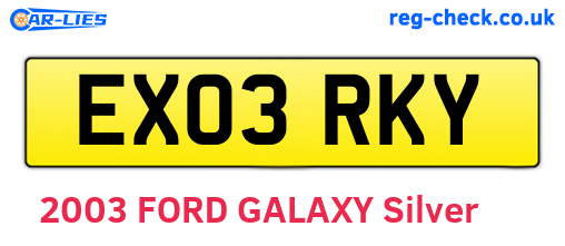 EX03RKY are the vehicle registration plates.