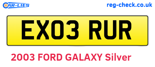 EX03RUR are the vehicle registration plates.