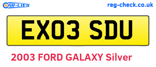 EX03SDU are the vehicle registration plates.