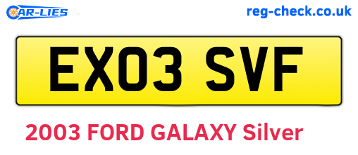 EX03SVF are the vehicle registration plates.