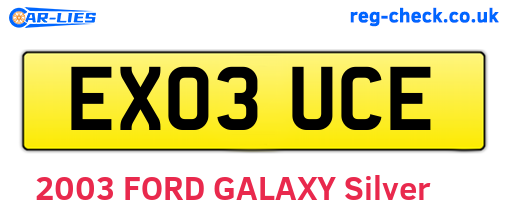 EX03UCE are the vehicle registration plates.