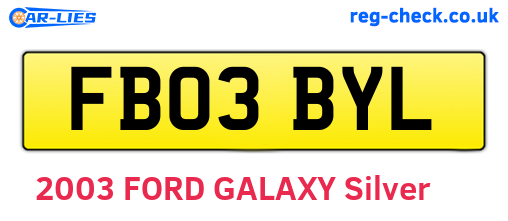 FB03BYL are the vehicle registration plates.