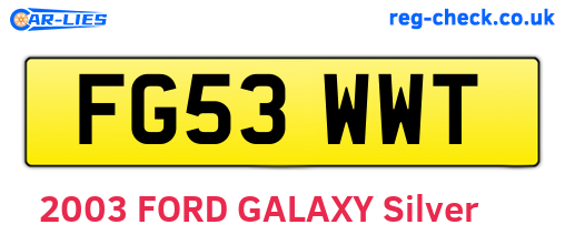 FG53WWT are the vehicle registration plates.