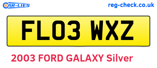FL03WXZ are the vehicle registration plates.