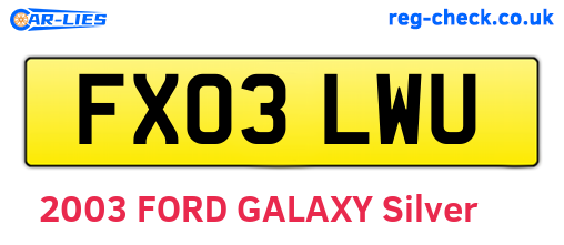 FX03LWU are the vehicle registration plates.