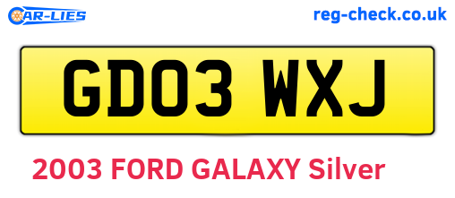 GD03WXJ are the vehicle registration plates.
