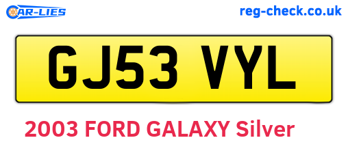 GJ53VYL are the vehicle registration plates.
