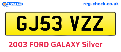 GJ53VZZ are the vehicle registration plates.