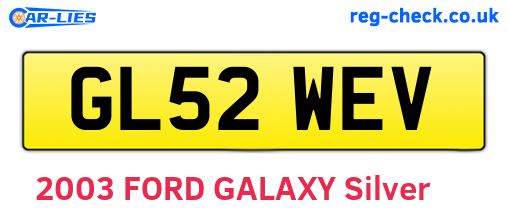 GL52WEV are the vehicle registration plates.