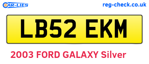 LB52EKM are the vehicle registration plates.