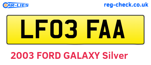 LF03FAA are the vehicle registration plates.