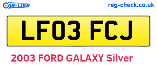 LF03FCJ are the vehicle registration plates.