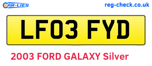 LF03FYD are the vehicle registration plates.