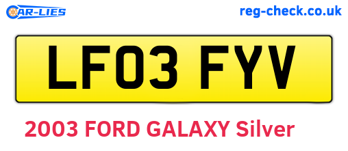 LF03FYV are the vehicle registration plates.