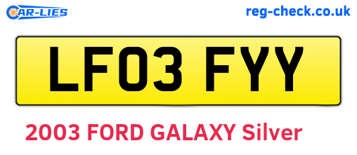 LF03FYY are the vehicle registration plates.