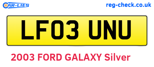 LF03UNU are the vehicle registration plates.