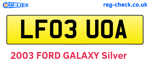 LF03UOA are the vehicle registration plates.