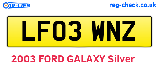 LF03WNZ are the vehicle registration plates.