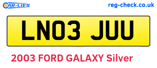 LN03JUU are the vehicle registration plates.