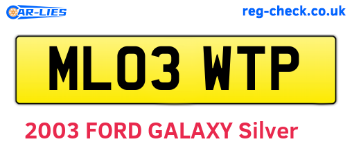 ML03WTP are the vehicle registration plates.