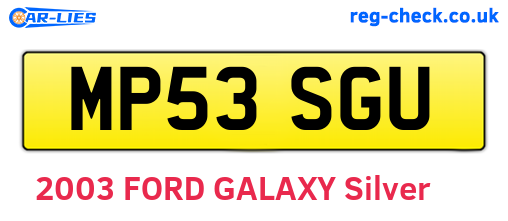 MP53SGU are the vehicle registration plates.