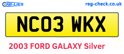 NC03WKX are the vehicle registration plates.