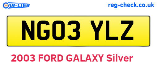 NG03YLZ are the vehicle registration plates.
