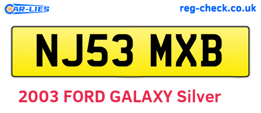 NJ53MXB are the vehicle registration plates.