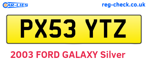 PX53YTZ are the vehicle registration plates.