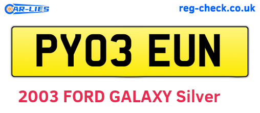 PY03EUN are the vehicle registration plates.