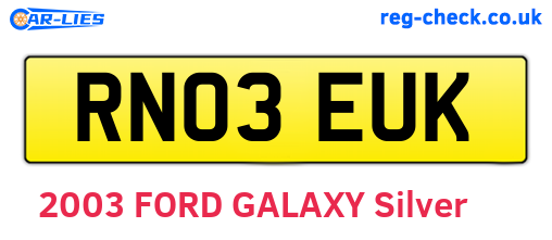 RN03EUK are the vehicle registration plates.