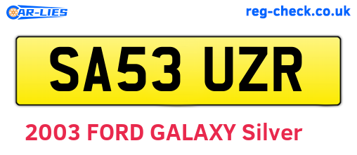 SA53UZR are the vehicle registration plates.