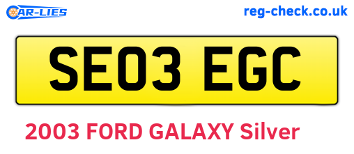SE03EGC are the vehicle registration plates.