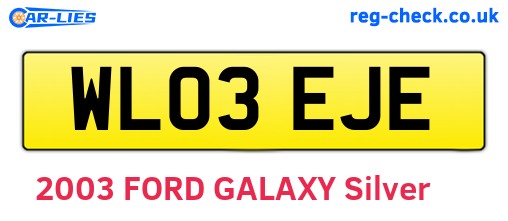 WL03EJE are the vehicle registration plates.