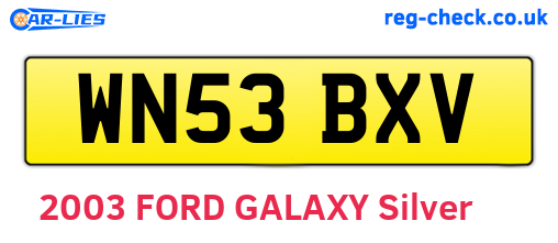 WN53BXV are the vehicle registration plates.