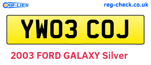YW03COJ are the vehicle registration plates.