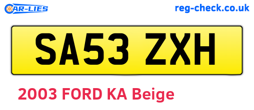 SA53ZXH are the vehicle registration plates.