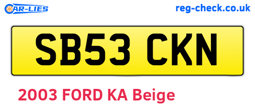 SB53CKN are the vehicle registration plates.