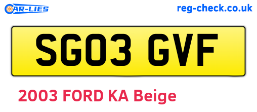 SG03GVF are the vehicle registration plates.