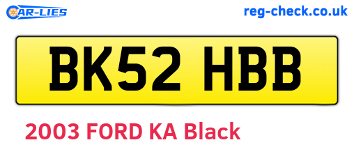 BK52HBB are the vehicle registration plates.