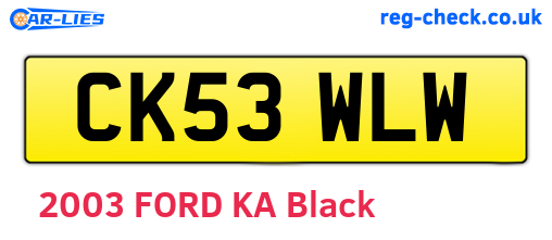 CK53WLW are the vehicle registration plates.
