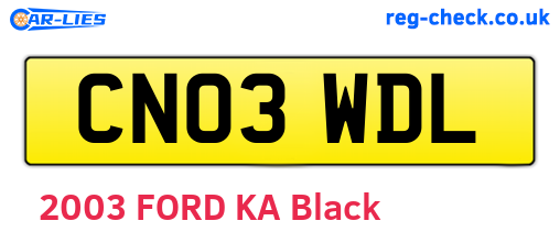 CN03WDL are the vehicle registration plates.