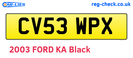 CV53WPX are the vehicle registration plates.