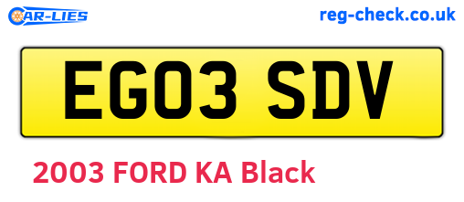 EG03SDV are the vehicle registration plates.