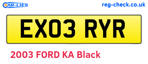 EX03RYR are the vehicle registration plates.